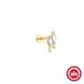 S925 Sterling Silber Gold Ohrstecker mit Marquise Mondstein und Zirkon Edelsteinen - Einzelnes Gold #1 (Geometrische Kombination)