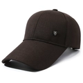 Dark brown twill baseball cap with long visor and metal M-1991 shield logo - Adjustable / Coffee