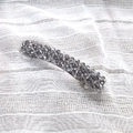 Sparkling dark gray crystal spring hair clip with elegant silver base finish - Gray