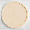 Beige round silicone coaster with thick non-slip design in transparent packaging - Flat Style / White