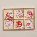 Nordic wooden Christmas tree ornaments set with reindeer and snowmen in a gift box - Style C Boxed 12Pcs (Snowman/Horse/Bell/Glove)