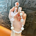 Creative iridescent luminous butterfly beaded phone strap charm and cute bag keychain - Butterfly Beaded Phone Chain / White