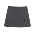 Minimalist dark grey A-line mini skirt with side slit detail on white background - XS / Dark Gray