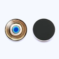 25mm evil eye crystal glass fridge magnet with round blue motif and black magnetic back - Stylized Blue Gold Texture (JY006352-10)