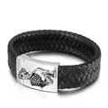 Bracciale da uomo in pelle nera intrecciata con chiusura magnetica a forma di teschio - 19cm(KB62899-BD)