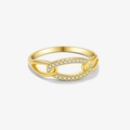 Elegant gold-plated S925 sterling silver interlocking ring with paved zircon accents - US 7 / 351-Interlocking Oval / 18K Gold