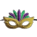 Carnaval masker met pailletten half gezicht goud paars groen oogmasker voor feest en kostuum - Nieuwe Lovertjesstijl D