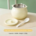 Set barattolo olio in ceramica beige opaco con coperchio, filtro e cucchiaio, 1400ml - Grande Bianco Crema 1400ml con Filtro
