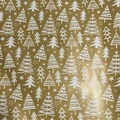 Christmas wrapping paper roll in metallic gold with white reindeer and snowflake patterns - Metallic Base Christmas Tree / 43cmx3m
