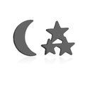 Minimalist black stainless steel asymmetric moon and stars stud earrings set - 188-Asymmetric Moon Star / Black