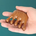 Sandalwood five-tooth scalp massage comb with natural wood grain for meridian relief - Five-Finger Shape Meridian Brush