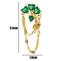 Piercing ombelico dorato con zirconi verdi a cuore e catenelle pendenti eleganti - Giallo Oro-Zirconia Verde
