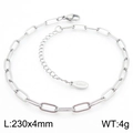 Silver stainless steel paperclip chain anklet with 4mm width and lobster clasp - Silver Thin Paperclip Chain (KJ3764-Z)