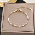 Classic 18k gold plated stainless steel tennis bracelet with square cut zircons - Gold Square Tennis Chain Style (5207)