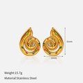 Detail of 18k gold plated spiral earrings with multicolor crystals and size specs - Gold Spiral with Multi-color Rhinestones