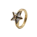 Adjustable gold star ring with colorful zircon stones and white enamel inlay - Adjustable Open / White
