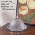 Große Vintage Dessertplatte aus Glas mit Eis-Crackle-Effekt und Glaskuppel-Abdeckung - Eisriss Groß
