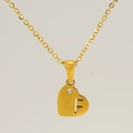 Collana con ciondolo a cuore dorato con lettera F traforata e zircone su catenina - Lettera F