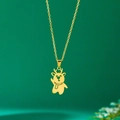 Collier avec pendentif renne doré en acier inoxydable et chaîne fine délicate - Cerf Debout / Doré