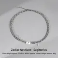 Silver Sagittarius zodiac necklace with double chain and blue gemstone pendant - Sagittarius