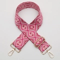Ethnic geometric woven 5cm shoulder strap with pink and beige patterns and gold hardware - No. 709 Gold Hook