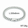 Bracelet chaîne NK en acier inoxydable argenté 200x8mm avec fermoir carré - Bracelet Argent 200x8mm