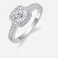 Elegant 925 sterling silver ring featuring a square-cut moissanite stone in halo setting - US Size 9 / Square Halo Setting Style (R13028)