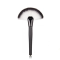 Fan highlighter makeup brush with soft black and white bristles and a sleek black handle - Large Black Handle Regular Fan Brush