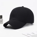 Classic black six-panel cotton baseball cap with a solid curved brim in a minimal design - Black