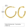 Pendientes de aro en C dorados de 63mm en acero inoxidable con baño de oro IP - 63MM / Dorado