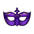 DIY deep purple masquerade paper mask with gold glitter patterns and faux diamonds - Carnival - Purple Queen