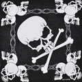 Classic 100% cotton square bandana with black and white skull and crossbones print - Large Central Skull (N-16)