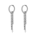 Silver punk style tassel earrings featuring metal chains and polished round ear hoops - Style 3 Silver Single