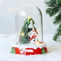 LED Christmas snow globe ornament featuring a snowman inside a red embossed base - Snow Scene - Snowman