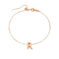 Cavigliera in acciaio inossidabile oro rosa con ciondolo iniziale R lucido e regolabile - R-Oro Rosa