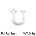Silver stainless steel hollow letter U pendant with dimensions 17x15mm and 0.8g weight - Letter U (KLJ1428-Z) / Steel