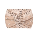 Beige paisley print yoga headband with front knot design and elastic fitness fabric - 8-Khaki Paisley