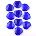Set of ten heart-shaped dark blue cat eye stones with smooth polished surface finish - Dark Blue Cat Eye