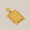 Pendentif rectangulaire ajouré doré avec lettre H en acier inoxydable - H-Pendentif Seul