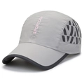 Lightweight grey mesh baseball cap with pink Sportcap embroidery for outdoor sports - Adjustable / Light Gray