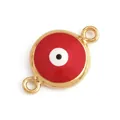 Rode emaille Turks oog verbindingsstuk met vergulding voor DIY sieraden maken - Rood L371821-Red