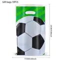 Set of 10 football theme gift bags with green stripes and cutout handles for parties - Green Soccer