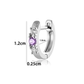 Zilveren koperen oorbellen met paarse zirkoon, hoogte 1,2 cm en breedte 1,0 cm - Paarse Stijl (Enkel) (A481-3#)