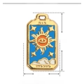 Detailed parameter diagram of gold stainless steel Sun tarot card pendant showing 27mm height - The Sun Tarot-Blue