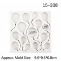 White silicone mold with 13 balloon-shaped cavities for fondant cake decorating - Gray