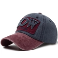 Gorra de béisbol de algodón lavado vintage con visera granate y bordado frontal - Ajustable / Burdeos y Marino