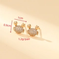 S925 silver needle crab earrings with sparkling zircons and 14K gold plated finish - Gold Small Crab