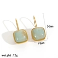 Minimalist vintage drop earrings with light green faux jade stones and golden hooks - Light Cyan (TE60406-BL)