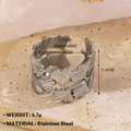 Anello aperto regolabile in acciaio inossidabile con design a foglia di ginkgo - Stile Foglia di Ginkgo 760 / Colore Acciaio (760 Foglia di Ginkgo)
