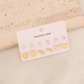 Set di 6 paia di orecchini a perno in acciaio inossidabile con farfalla e cuore - Stile Stella Farfalla Cuore (2#)